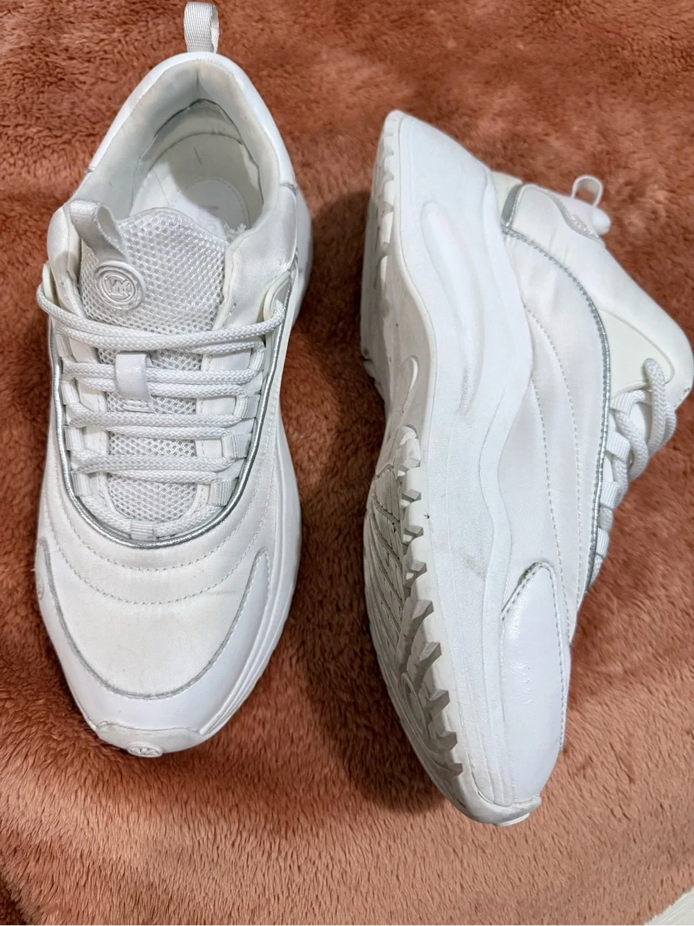 Michael Kors White Sneakers with Silver Accent